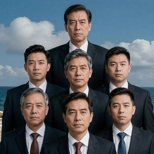 Group of Men in Suits by Ocean