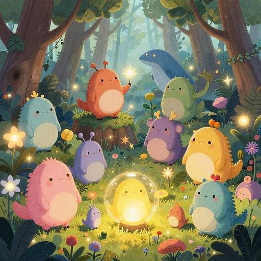 Whimsical Fantasy Forest Illustration