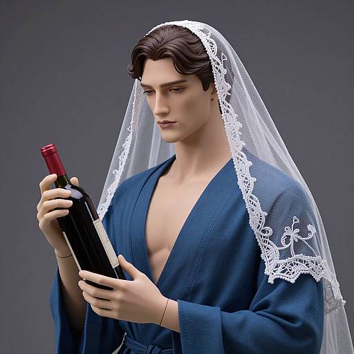 Elegant Male Mannequin with Wine