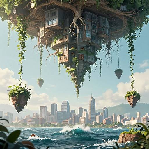 Upside Down City with Sky Roots