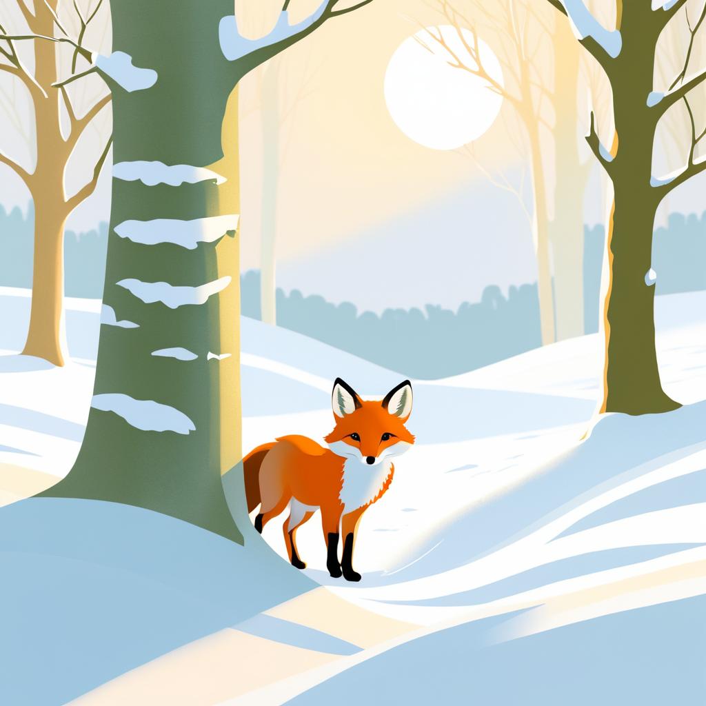 Charming Fox in Snowy Winter Scene