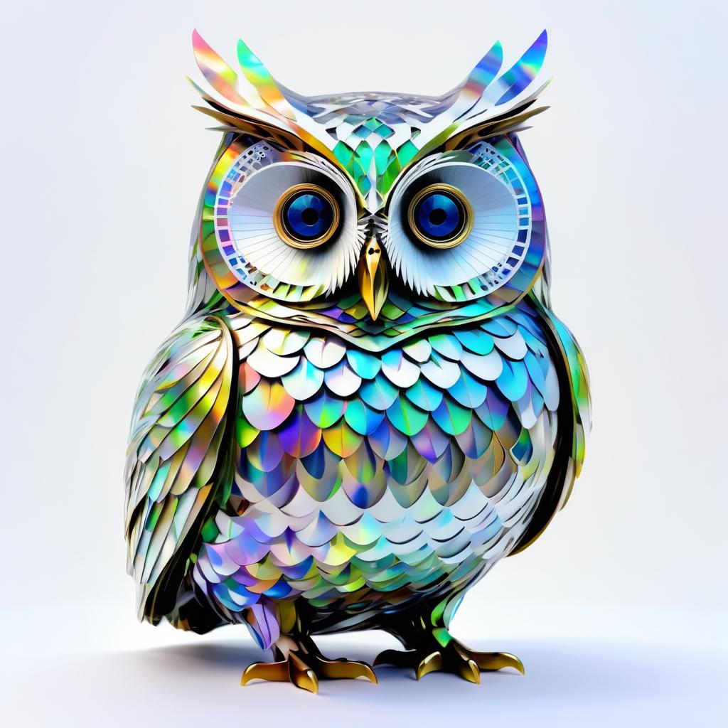 Monet-Inspired Holographic Owl Artwork