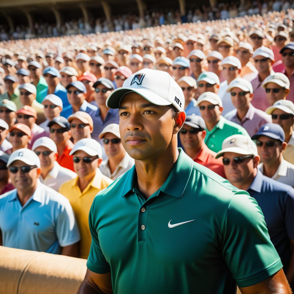 Relaxed Tiger Woods in Sunlit Coliseum