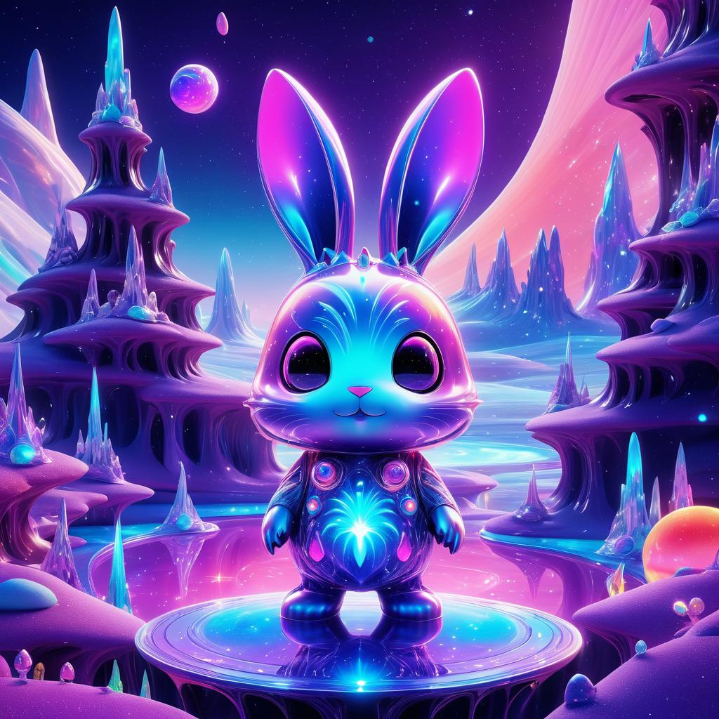 Whimsical Cosmic Bunny in Surreal Space