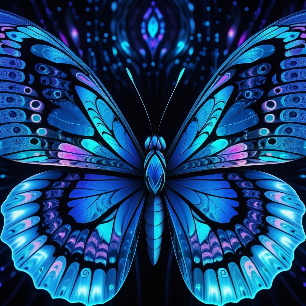 Psychedelic Butterfly with Bioluminescent Wings