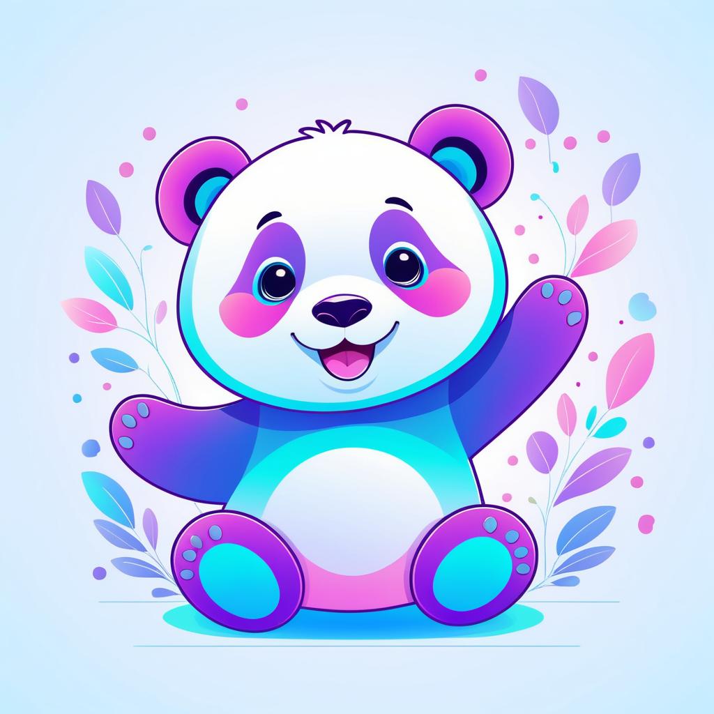 Joyful Panda Line Art for Kids' Rooms