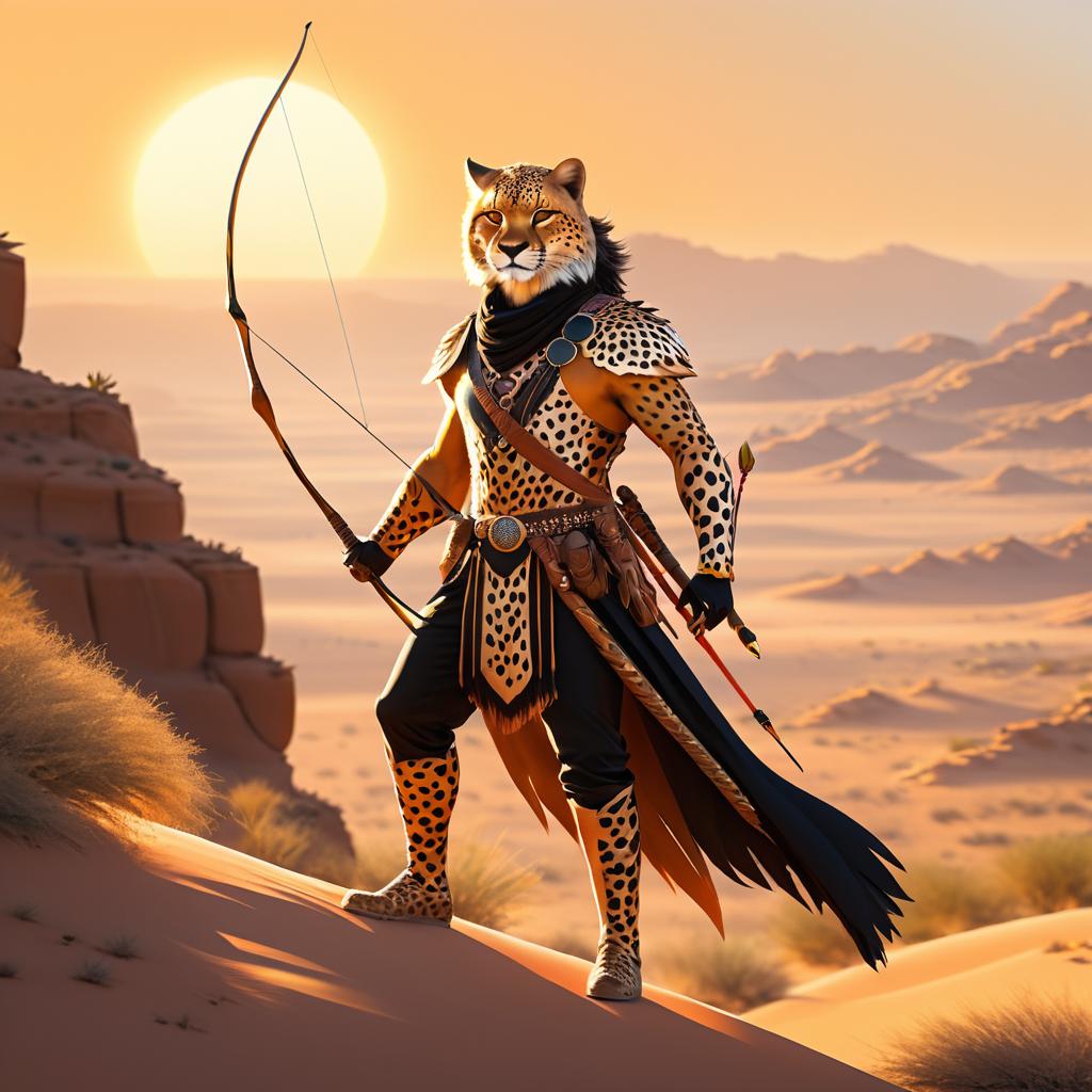 Heroic Cheetah Hunter in a Desert