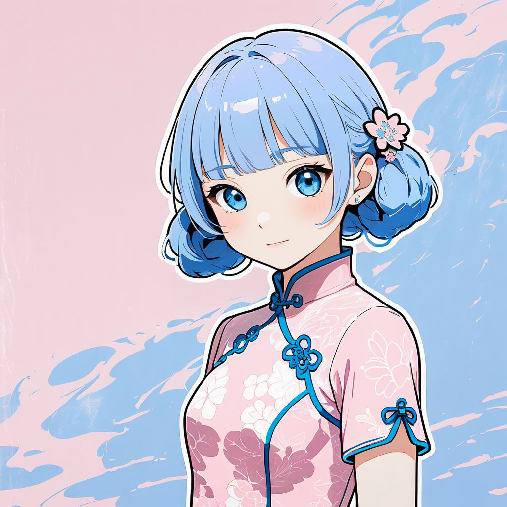 Blushing Teen in Pastel Cheongsam Style