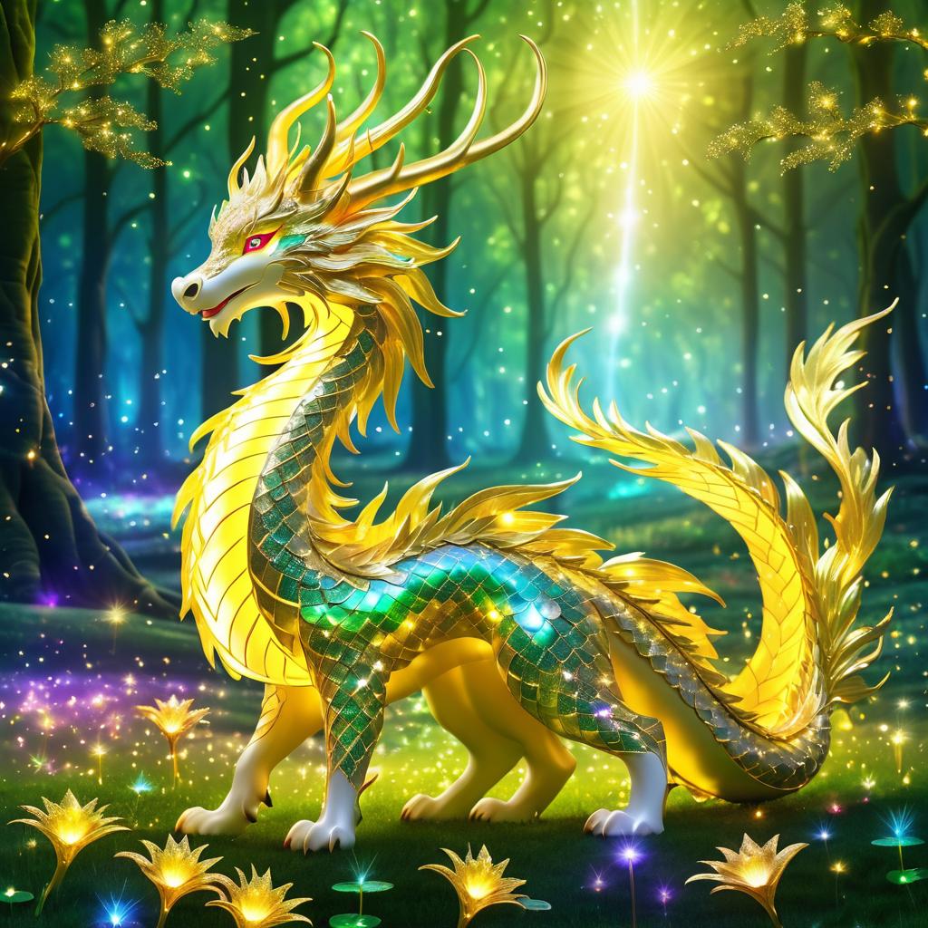 Majestic Dragon in Glowing Meadow