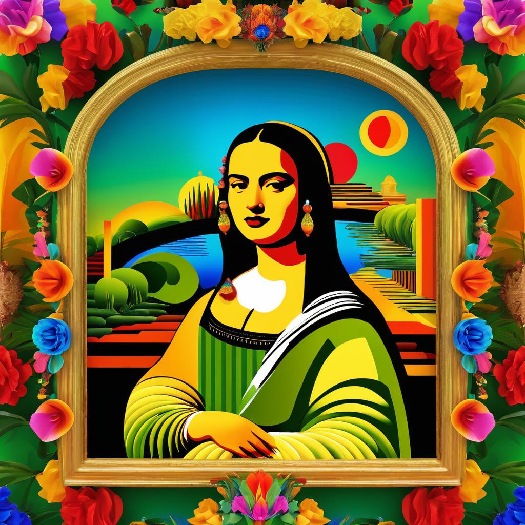 Mona Lisa Reimagined in Frida Kahlo's Style