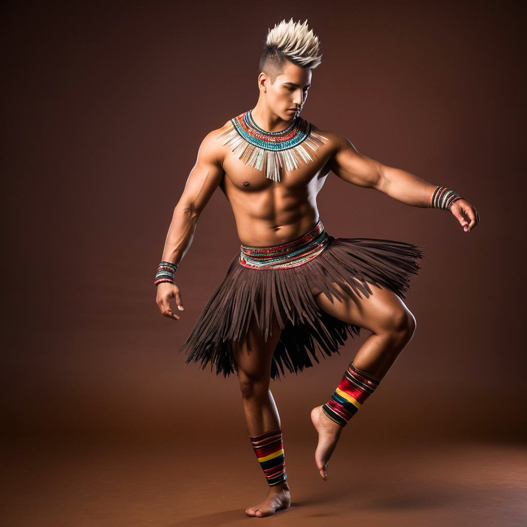 Intense Male Musician in Andean Costume