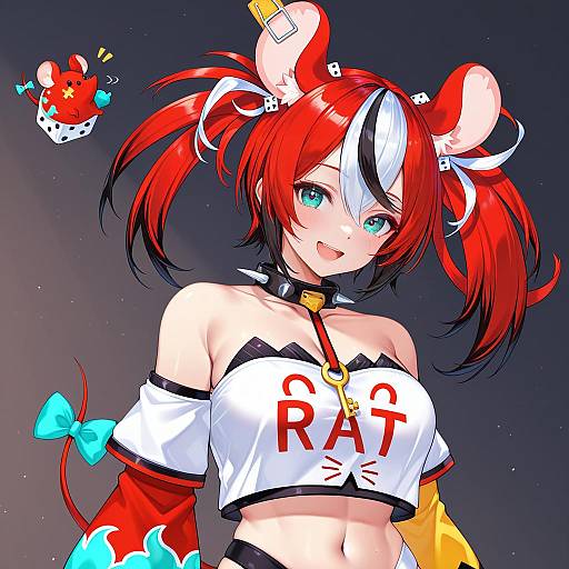 Illustration of Mr. squeaks (hakos baelz), hololive in the style of Kuavera