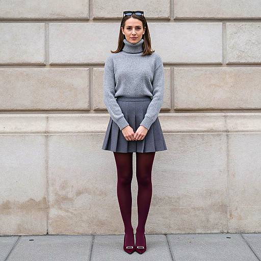 Chic Brown-Haired Woman on Sidewalk
