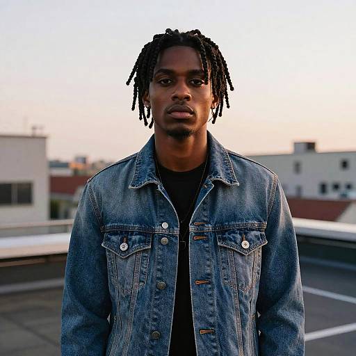 Male Medium Dreads in Denim Jacket