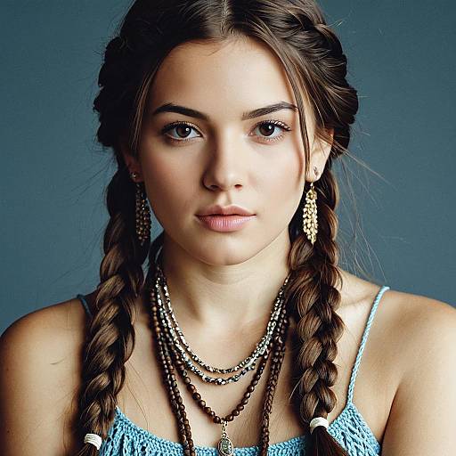 Young Woman with Braided Hair and Jewelry