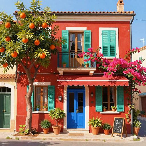 Colorful Mediterranean Building Scene