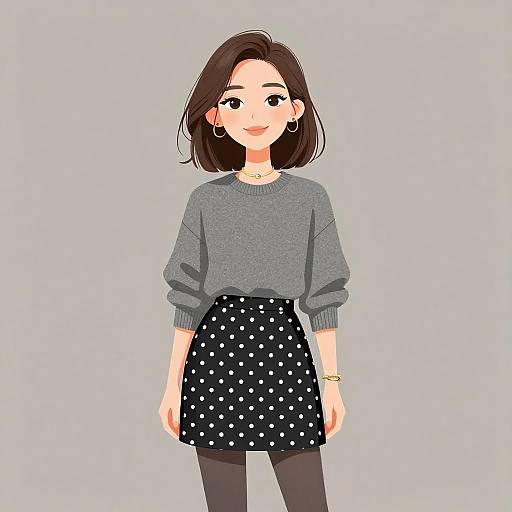 Chic Woman in Casual Grey Outfit