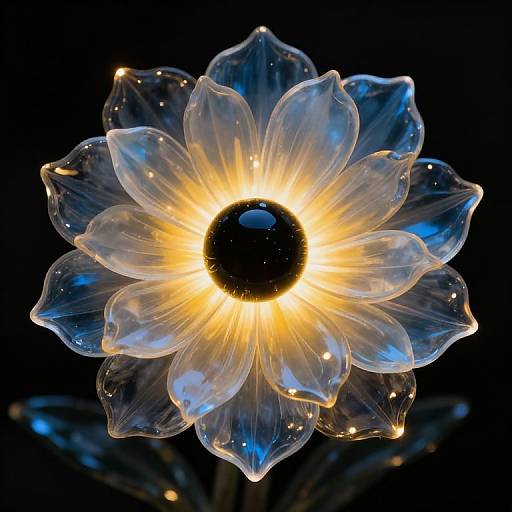 Radiant Glass Flower with Black Orb