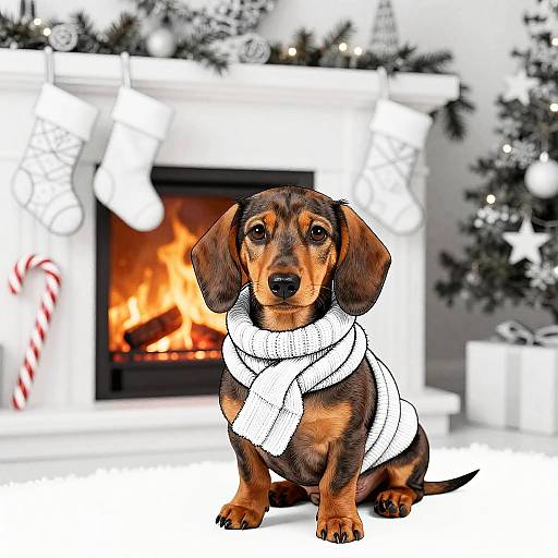 Realistic Christmas Dachshund Puppy Coloring