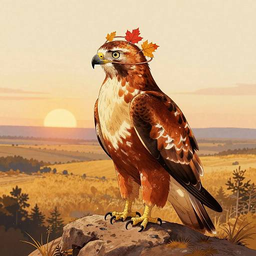 Red-Tailed Hawk in Autumn Crown