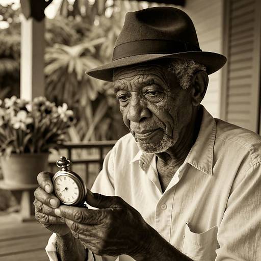Vintage Sepia Elderly Caribbean Portrait