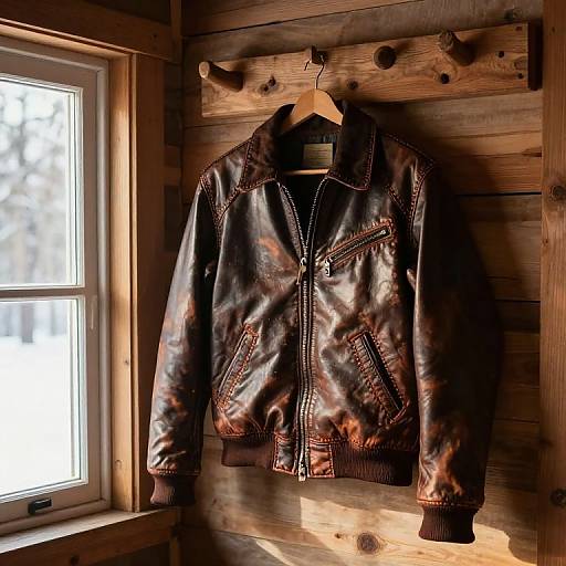 Vintage Leather Bomber Jacket Scene