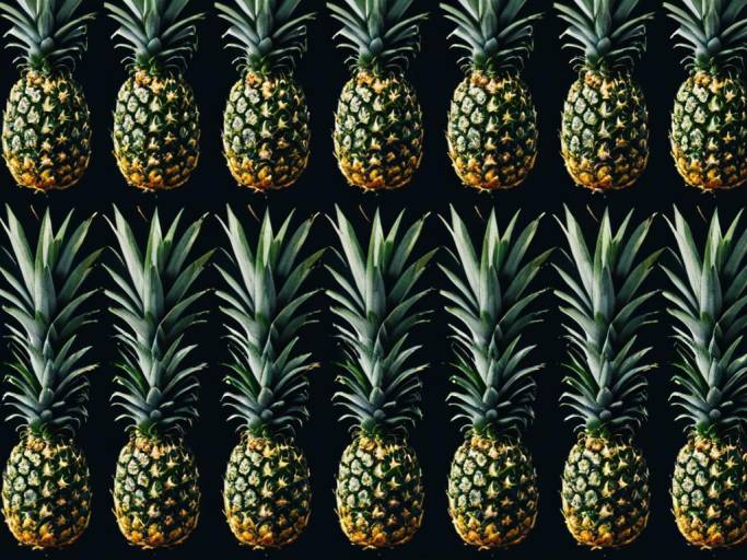 Row of Dark Pineapples Wallpaper Design
