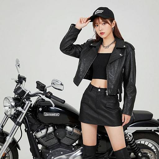 Female Biker Costume with Motorcycle