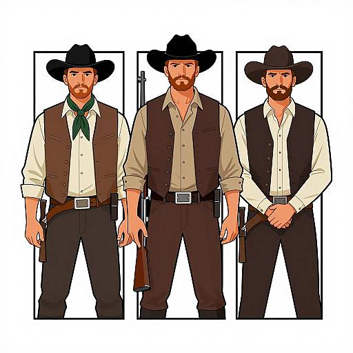 Three Western Men in Distinct Styles