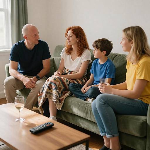 Warm Family Gathering in Cozy Living Room