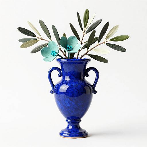 Glossy Lapis Lazuli Ceramic Urn Still-Life