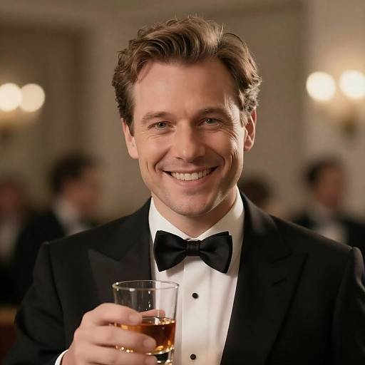 Elegant Man in Tuxedo with Bokeh Background