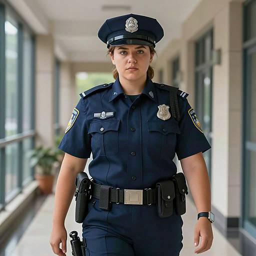 Serious Plus Size Female Police Officer