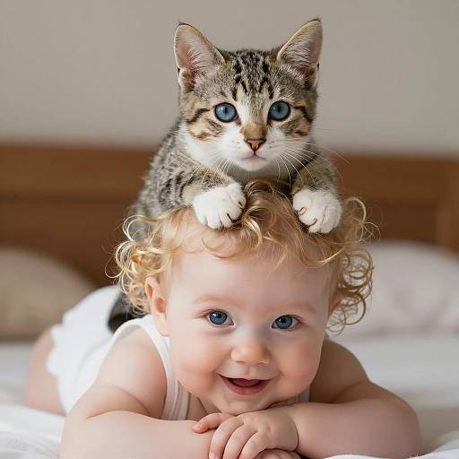 Adorable Baby and Kitten Portrait
