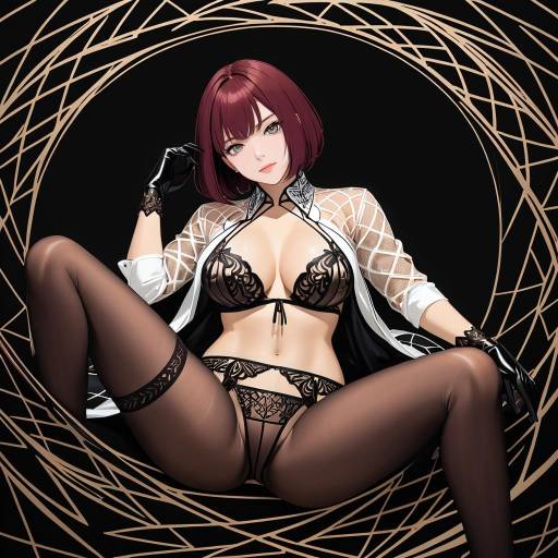 Elegant Solo Pose with Intricate Lingerie