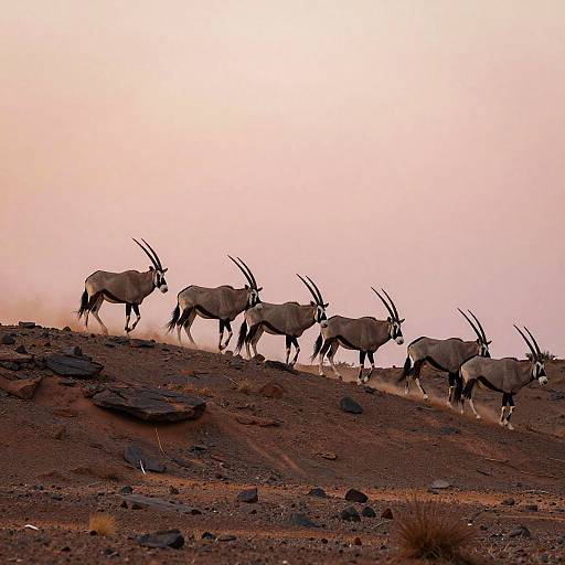 Oryx Herd Crossing Desert Ridge