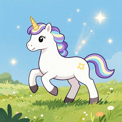 Joyful Unicorn in Sparkling Meadow