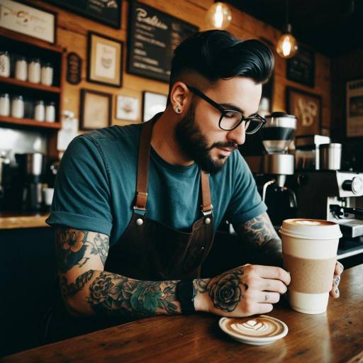 Vintage Barista Creating Latte Art