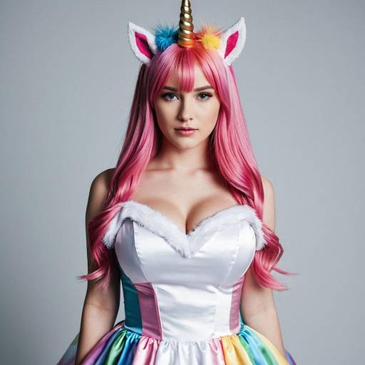 Woman in Rainbow Unicorn Costume