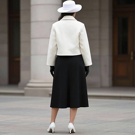 Stylish Woman in Black and White Outfit
