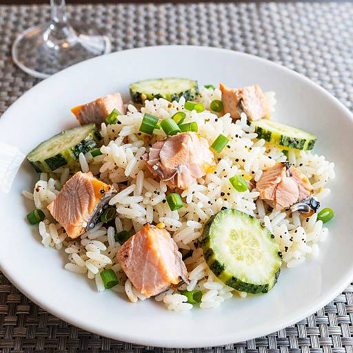 Vibrant Salmon and Rice Salad Close-Up