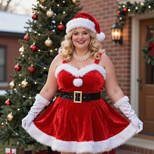 Plus Size Woman in Sexy Santa Costume