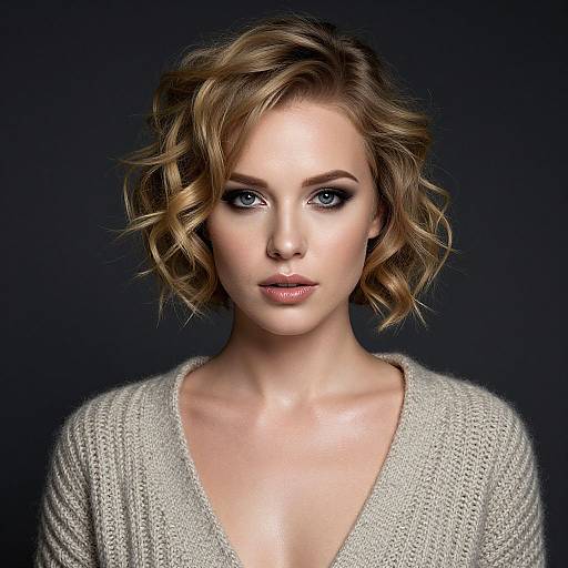 Elegant Woman with Curly Blonde Hair