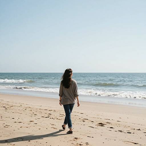 Hopeful Woman Waiting by the Beach