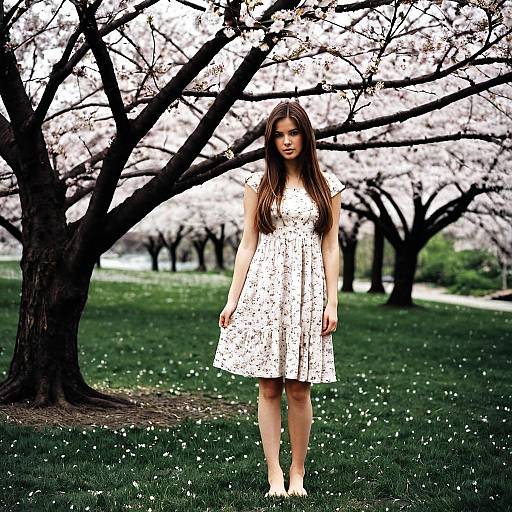 Photorealistic Spring Dress with Cherry Blossoms