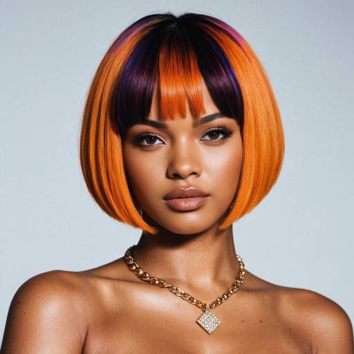 Woman with Vibrant Orange Bob Haircut