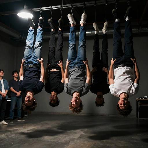 Men Suspended in Industrial Distress