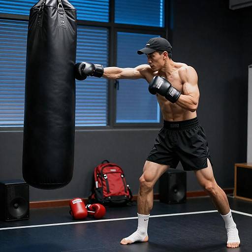 Intense Boxing Scene with Muscular Focus