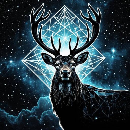 Serene Stag in Celestial Nebula Art Serene Stag in Celestial Nebula Art