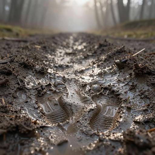 Sinking Mud Footprints at Dawn